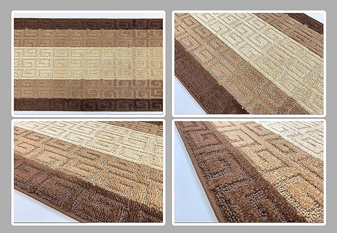 Custom Length Hallway Runner Rug,Slip Resistant,Meander Brown, 26 Inch X 31 feet, Sold and Priced Per Foot