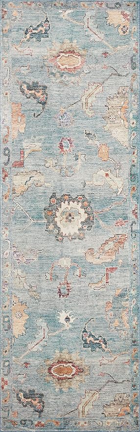 Loloi Margot Collection MAT-06 Denim/Multi 2'-6" x 9'-6" Runner Rug feat. CloudPile, No-Shed Easy Clean Large Patterned Area Rug for Living Room, Bedroom, Dining Area