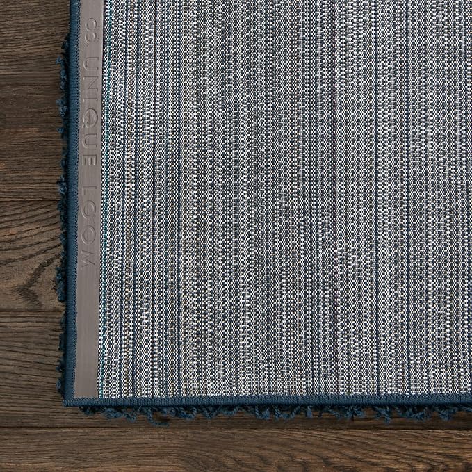 Unique Loom Solid Shag Collection Area Rug (5' 1" Square, Sapphire Blue/ Navy Blue)