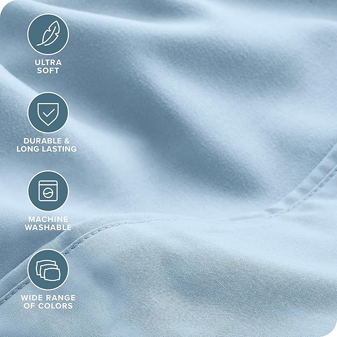 Bare Home Hotel Luxury Full XL Sheet Set, Extra Soft - 6 Piece Set - Deep Pockets - Easy Fit - Cooling & Breathable - Wrinkle, Fade, Stain Resistant - Includes 4 Pillowcases (Full XL, Light Blue)