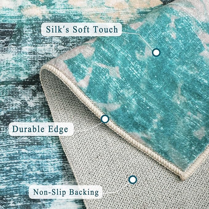 vivorug Round Rug 6ft Abstract Round Area Rug Non-Slip Indoor Carpet for Living Room Bedroom Entryway, Stain Resistant Home Decor Circle Rug, Rosy Clouds