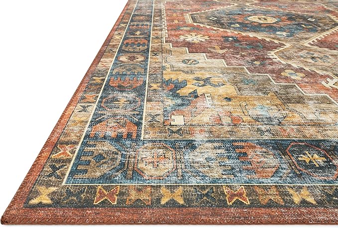 Loloi Skye Collection SKY-11 Rust/Blue 6'-0" x 6'-0" Round Area Rug