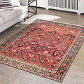 vivorug 8x10 Area Rugs for Living Room, Non-Slip Backing Washable Rug 8x10, Red Large Area Rug Soft Carpet for Bedroom Dining Room, Vintage, Easy Clean, Durable, Low Pile Rug Under Table