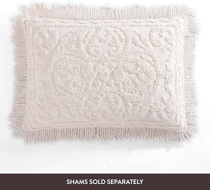 Beatrice Home Fashions Medallion Chenille Bedspread, Twin, Blush