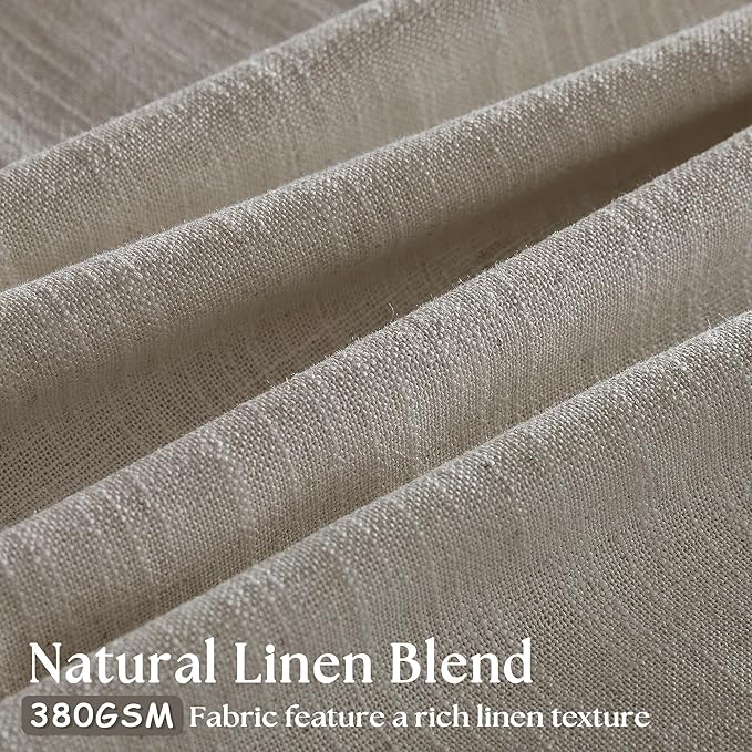 Pinch Pleated Linen 102 Inch Curtains 60 Inch Width for Living Room Divider Light Filtering Semi Sheer Burlywood Taupe Extra Wide Patio Curtains for Sliding Door Floor Ceiling Picture Window 60x102