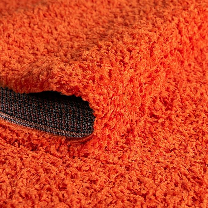 Unique Loom Solid Shag Collection Area Rug (5' 3" Round, Tiger Orange)