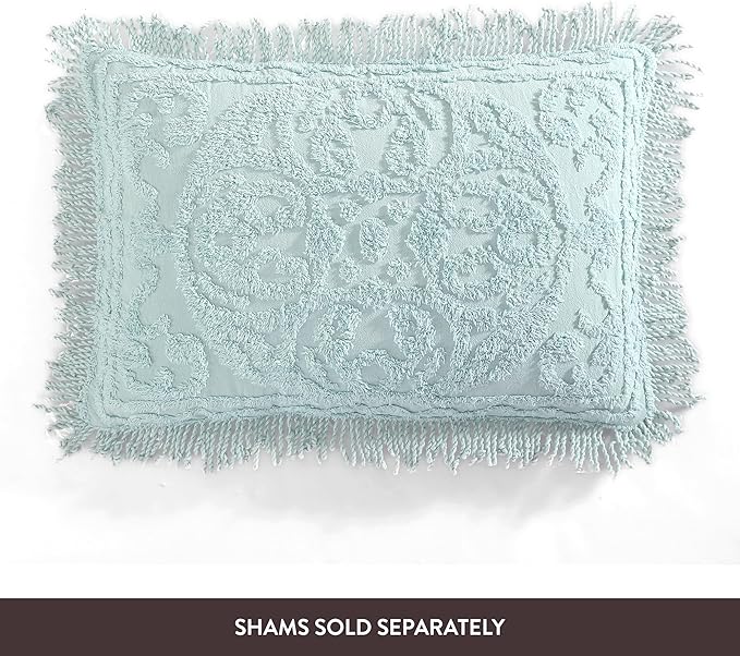 Beatrice Home Fashions Medallion Chenille Bedspread, King, Blue