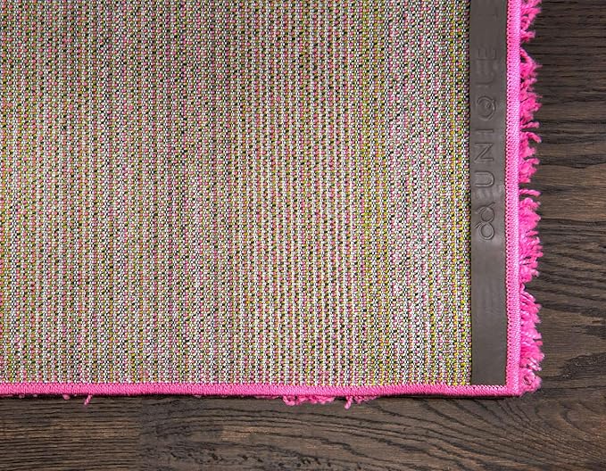 Unique Loom Solid Shag Collection Area Rug (2' x 6' 5" Runner, Taffy Pink)