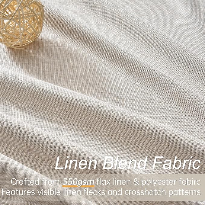 Topfinel Pinch Pleated Curtains 96 Inch Long, 100% Blackout Thermal Insulated Natural Linen Pinch Pleat Viral Drapes with Hooks Rings 2 Panel Sets, Neutral Oatmeal Ivory 8FT Back Tab Window Curtains