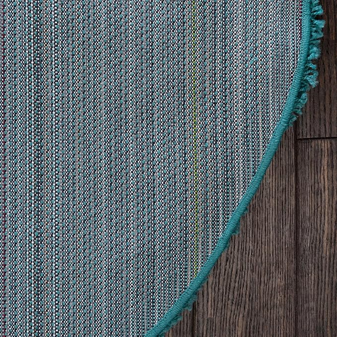 Unique Loom Solid Shag Collection Area Rug (7' 1" Round, Deep Aqua Blue)