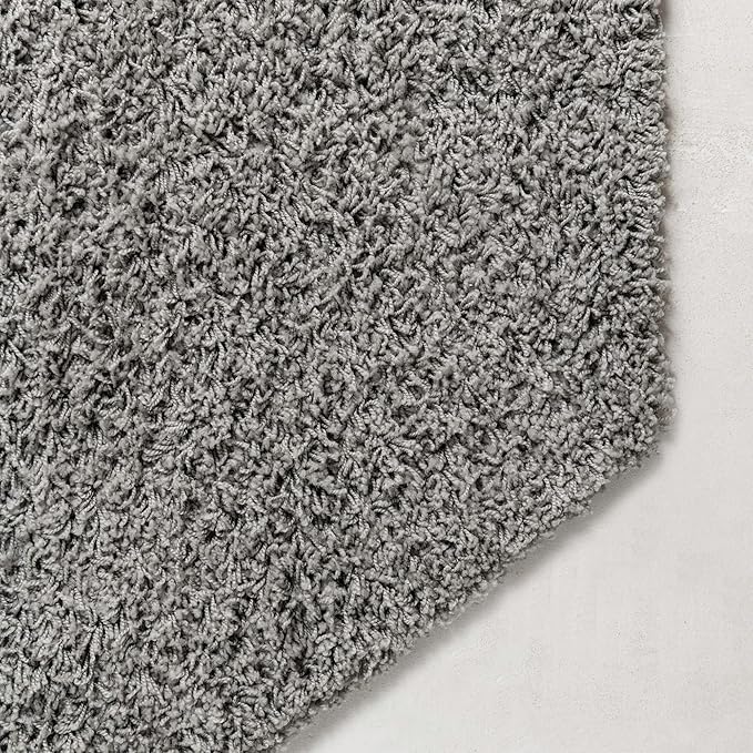 Unique Loom Solid Shag Collection Area Rug (4' Octagon, Cloud Gray)