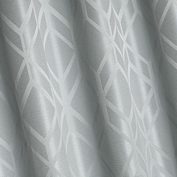 Amazon Basics Jacquard 2-Piece 100% Blackout Curtains, Living Room and Bedroom Drapes, Thermal Insulated Window Treatment, 42"x95", Light Grey