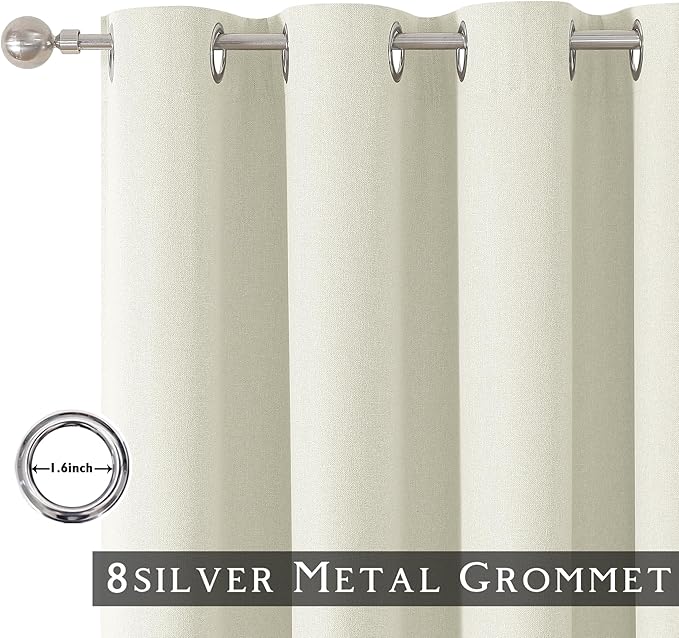 ChrisDowa 100% Blackout Iovry Solid Curtains 45 Inches Long 2 Panels for Bedroom Living Room,Farmhouse Room Darkening Thermal Insulated Soundproof Grommet Top Window Treatment Drapes,52x45