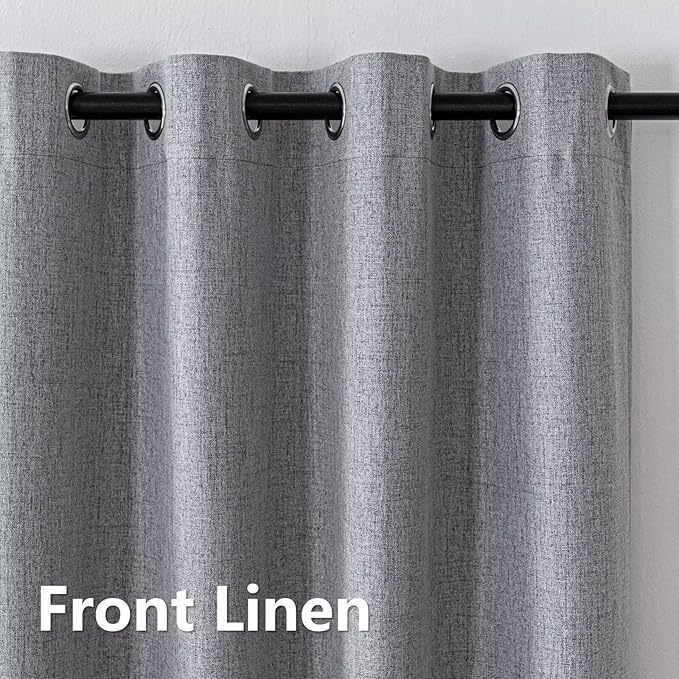100% Blackout Curtains 96 Inch Length 2 Panels Set, Black Out Curtains for Living Room, Light Grey Thermal Insulated Grommet Drapes Bedroom Luxury Decor Privacy(70W × 96L inch, Light Grey)