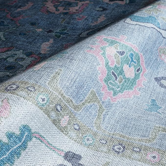 Fame Rugs Lavender Modern Oushak Rug 2'6"x10, Vintage Turkish Colorful Oriental Antique Inspired Foldable Long Washable Runner Rugs, Luxury Living Room Bedroom (386PBL, 2'6" x 10')