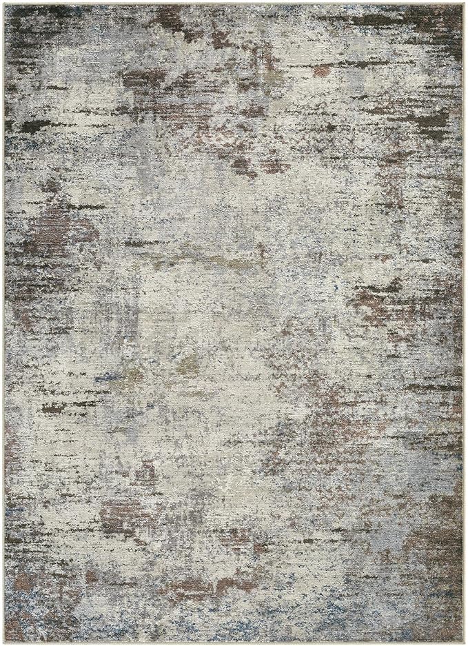 Area Rug Living Room Rugs - 6x9 Washable Large Soft Indoor Neutral Modern Abstract Low Pile Rug Carpet for Bedroom Dining Room Farmhouse Home Office - Brown Rust