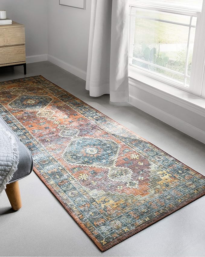 Loloi Skye Collection SKY-11 Rust/Blue 7' x 9' Oval Area Rug