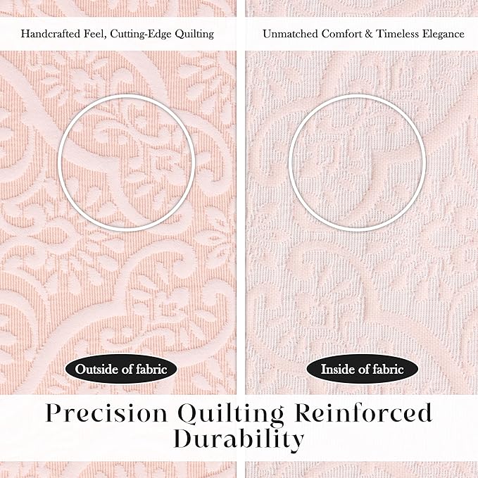 Superior 3 Piece Bedspread Set, Home Bed Decor, Decorative Bed Spread, 2 Pillow Shams, Medium Weight Blanket, Floral Matelasse Coverlet, Bedding Essentials, Enzy Collection, California King, Peach