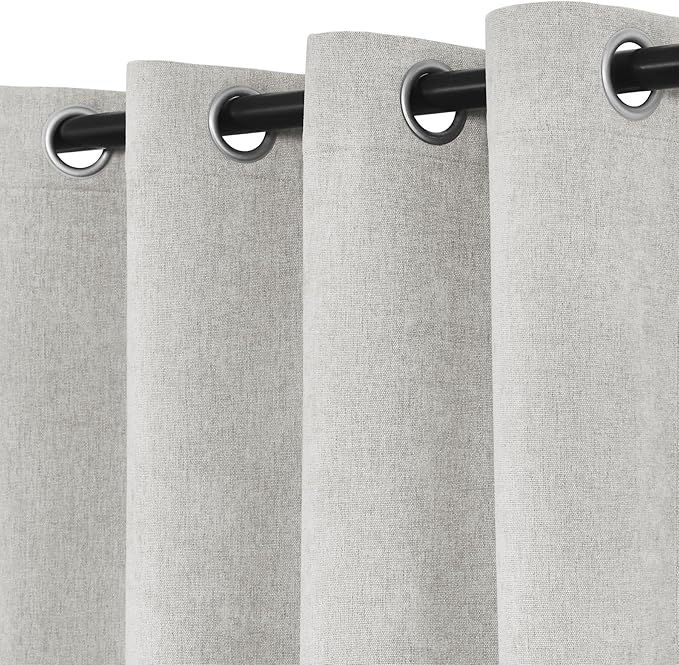 Macochico 120" Wx84 L 100% Blackout Chenille Curtains for Sliding Door Living Room Bedroom, Luxury Drapery for Hotel Home Theater, White Thermal Window Treatments with Tieback, Grommet, 1 Panel