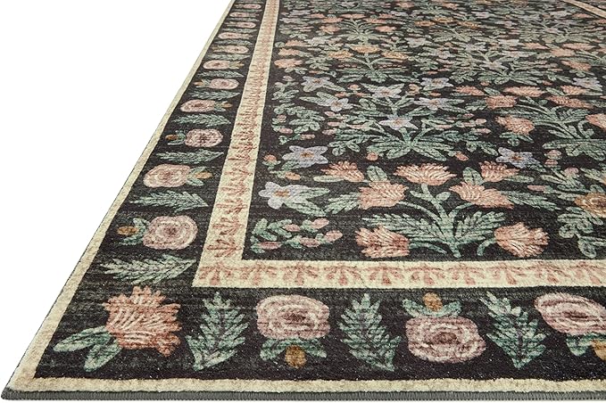 Loloi Rifle Paper Co. Eden Collection EDE-02 Mughal Garden Black 2'-6" x 11'-6" Runner Rug feat. CloudPile™