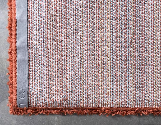 Unique Loom Solid Shag Collection Area Rug (9' x 12' 2" Rectangle, Terracotta)