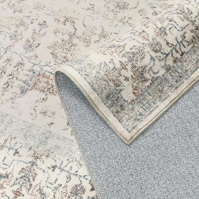Taupe Runner Rug 2x12 Hallway Machine Washable Kitchen Vintage Distressed Non Slip Long Carpet Indoor Retro Floral Bedroom Accent Throw Rug for Bathroom Office Laundry Dining Living Room