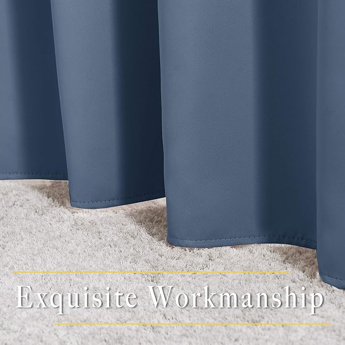 NICETOWN Patio Blackout Curtain Panels - Thermal Insulated Grommet Blackout Drapes Light Blinds Room Darkening Window Treatments for Villa/Cottage (2 Panels, W80 x L95, Stone Blue)