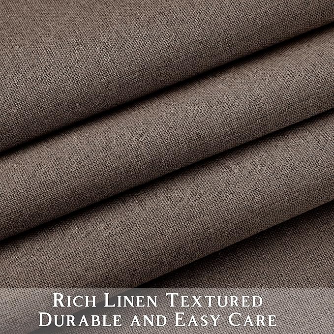 ChrisDowa 100% Blackout Brown Solid Curtains 120 Inches Long 2 Panels for Bedroom Living Room,Farmhouse Room Darkening Thermal Insulated Soundproof Grommet Top Window Treatment Drapes,52x120