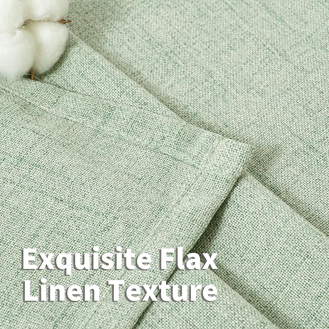 YoungsTex Sage Green Linen Curtains 84 Inches Long for Living Room, Light Filtering Drapes with Bronze Grommet Rustic Semi Sheer Spring Decorative for Dining Bedroom, 52 X 84 Inch, 2 Panels