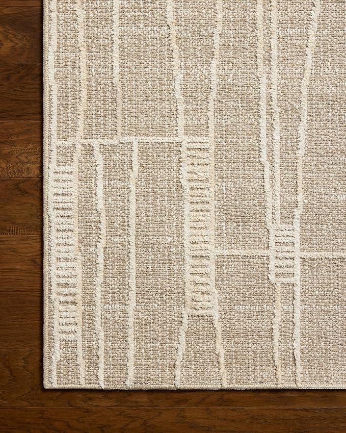 Loloi Amber Lewis Bexley Collection BEX-05 Mushroom/Natural 6'-6" x 9'-3" Area Rug Neutral, Textured, Living, Bedroom, Dining, Carpet