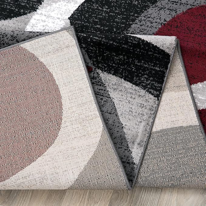 Rugshop Red Modern Geometric Indoor Large Area Rug, Overlapping Circle Pattern, Fade Resistant, Non-Shedding, for Living Room, Dining Room and Family Room, 7'10" x 10'2"