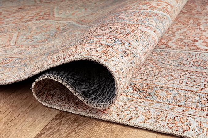 Loloi Chris Loves Julia Jules Collection JUL-04 Tangerine/Mist 3'-6'' x 5'-6'', .13" Pile Height, Accent Rug