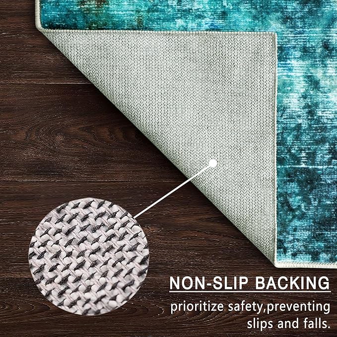 vivorug Round Rug 6ft Abstract Round Area Rug Non-Slip Indoor Carpet for Living Room Bedroom Entryway, Stain Resistant Home Decor Circle Rug, Rosy Clouds