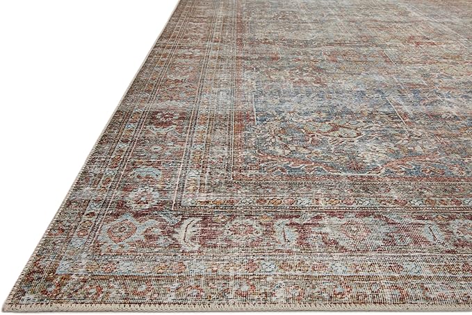 Loloi Chris Loves Julia Jules Collection JUL-05 Lagoon/Brick 8'-6'' x 11'-6'', .13" Pile Height, Area Rug