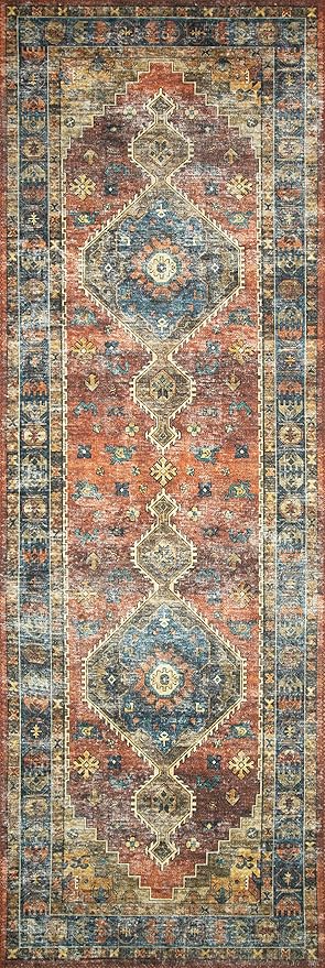 Loloi Skye Collection SKY-11 Rust/Blue 7' x 9' Oval Area Rug