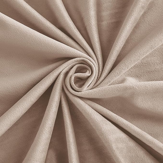 RYB HOME Velvet Curtains 120 inches Length, Back Tab & Rod Pocket Soft Fabric Curtains & Drapes for Bedroom Room Divider, Blush, W 52 x L 120, 2 Panels Set
