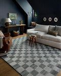 Loloi Chris Loves Julia Calvin Collection CLV-01 Blue/Ivory 2'-3" x 3'-10" Accent Rug Checkered Neutral Soft Living Room Bedroom Carpet