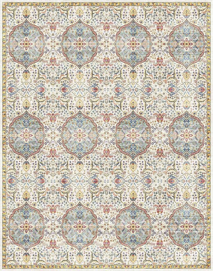 Gertmenian Indoor Bohemian Area Rug - 5x7 Standard, Non-Shedding, Ideal for High Traffic in Living Room, Bedroom, Entryway - Moroccan, Beige/Sand, 26833