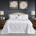 CHIXIN Bedspread Coverlet Quilt Set Full Size - Lightweight Bedding Cover - Beautiful Stitching - 5 Piece Reversible Bedspread - Gorgeous Damask Paisley Pattern (Full, Pure White)