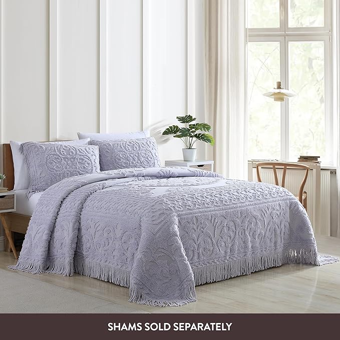 Beatrice Home Fashions Medallion Chenille Bedspread, King, Lavender