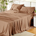 Bedsure King Size Sheets Set, Cooling Sheets for Hot Sleepers, Rayon Derived from Bamboo, Breathable & Soft, Deep Pocket Up to 16 Inches, Hotel Luxury Silky Bedding, Khaki