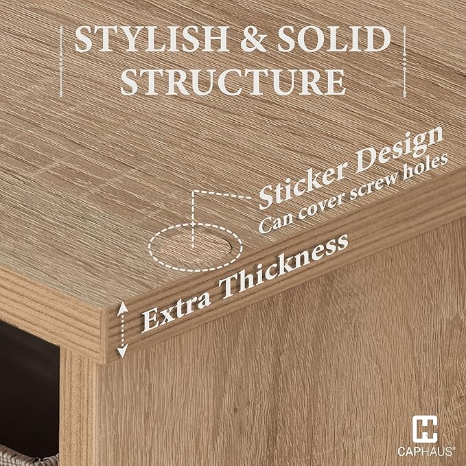 CAPHAUS Sturdy Room 11-Inch Cube Storage Organizer Shelf, with Thick Exterior Edge, Storage Shelf Divider w/Back, Bookcase, 6-Cube, Natural Oak