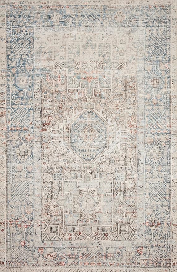 Loloi Chris Loves Julia Jules Collection JUL-07 Natural/Ocean 2'-6'' x 9'-6'', .13" Pile Height, Runner Rug