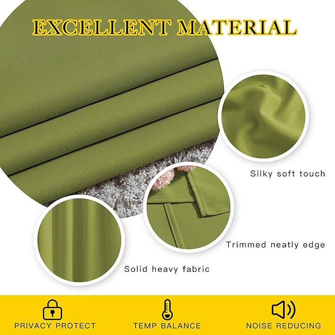 NICETOWN Room Darkening Curtains for Doorway 78 inches Long, Grommet Privacy Door Curtains Room Darkening Thermal Drapes for Bedroom/Christmas Day, Fresh Green, 2 Panels, W52 x L78