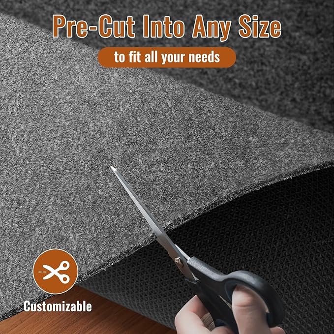 Felt Rug Pad, 8 x 10 Ft Rubber Non-Slip Rug Pad Gripper, Keep Rugs Secure and in Place, Extra Strong Under Carpet Mat Cushion - for All Floors