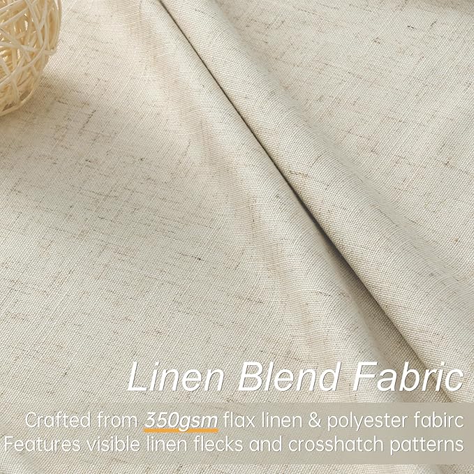 Topfinel 120 Inch Long Extra Long Pinch Pleat Linen Curtains for Living Room,Neutral Beige Cream 100 Percent Blackout Floor to Ceiling Farmhouse Sound Absorbing Drapes 2 Panels for Track System 10 FT