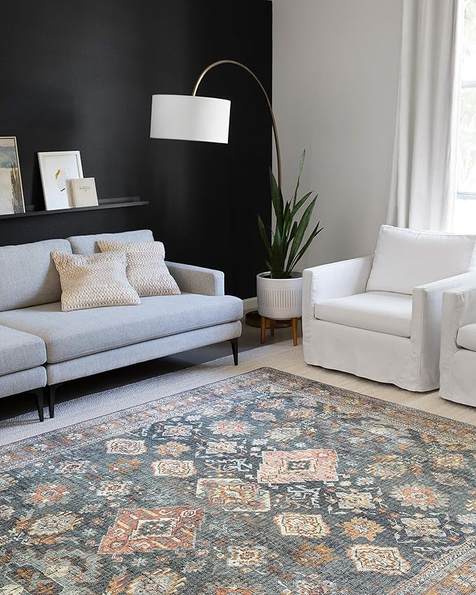 Loloi II Skye Collection SKY-10 Sea/Rust 2'-6" x 7'-6" Runner Rug