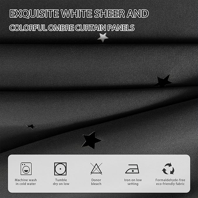 XiDi Black Out Curtains for Bedroom Windows, Curtains for Girls Bedroom Decor, Unicorn Curtains for Kids Room, Blackout Curtains for Living Room 63 inchs Long 52 inches Wide 1 Panel Drapes Black
