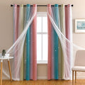 XiDi Dream Star Blackout Curtains for Kids Rooms Girl Princess Curtain for Daughter Bedroom Window (Pink Blue, W52 X L84)