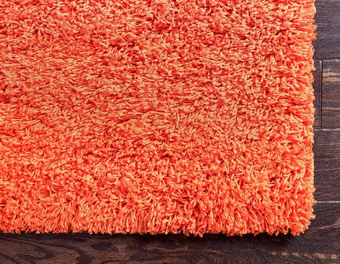 Unique Loom Solid Shag Collection Area Rug (6' 1" x 9' Rectangle, Tiger Orange)
